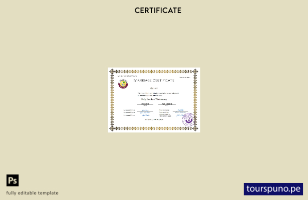 listo para imprimir certificado de matrimonio de Qatar Plantilla en Word y PDF